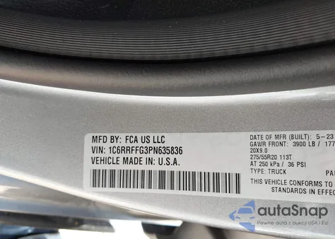 2023 Ram 1500 Big Horn 4X4 5'7 Box z USA, uszkodzony, nr VIN 1C6RRFFG3PN635836